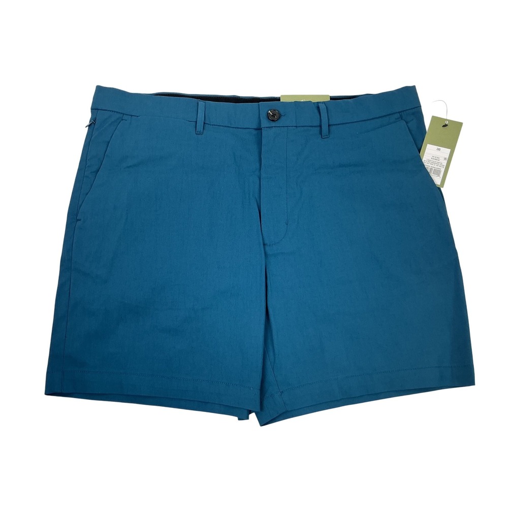 Goodfellow & Co Mens 38 Teal‎ Blue Tech Shorts Wrinkle Resist Stretch Quick Dry